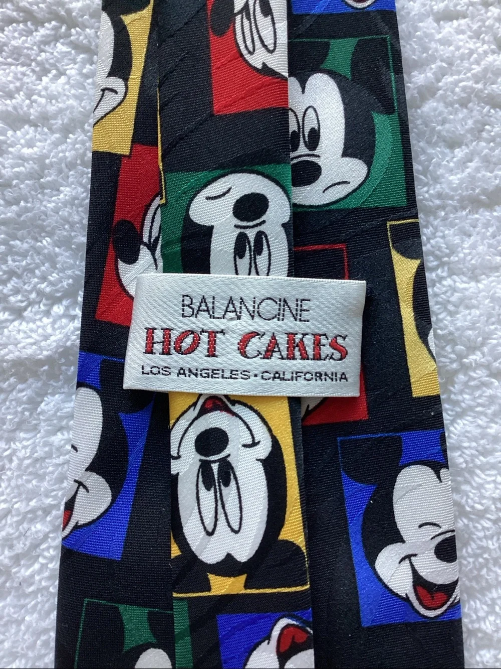 Hot Cakes Mickey Mouse Multicolor Cartoon Square Pattern Tie